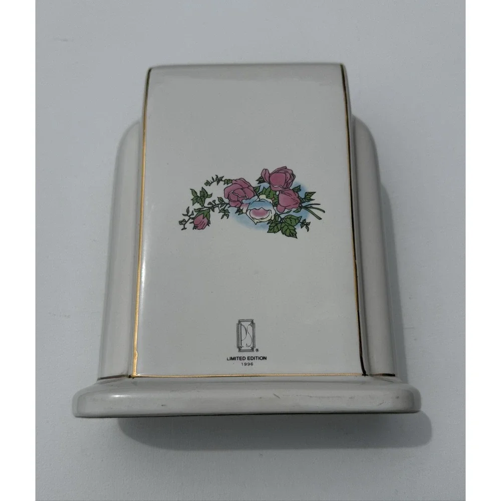 VTG PS Paul Sebastian Mantel Clock Floral Porcelain Ceramic 1996 Limited Edition